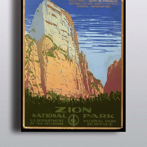 Vintage Zion National Park Print Poster Travel Print Art Prints Illustration Nature Print Wall Decor Vintage Print Retro Vintage Camping