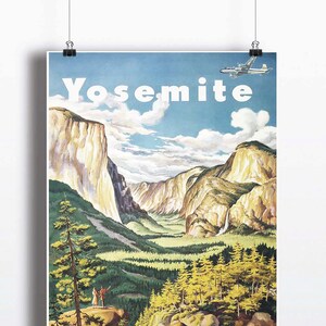 Vintage Yosemite National Park Poster Art Print Illustration Nature Print Yosemite Poster Yosemite Print Travel Poster Wall Decor