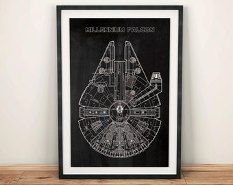 Millennium Falcon Blueprint Patent Star Wars Poster Millennium Falcon Print Star Wars Minimalist Poster Millennium Falcon Art Star Wars
