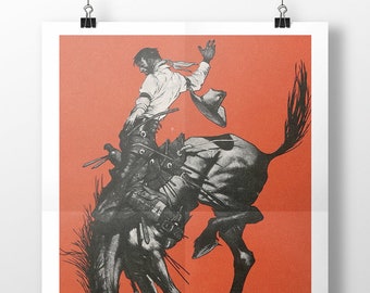 Cowboy Print, Cowboy Home Decor, Antique Cowboy Illustration, Poster, Cowboy Decor, Cowboy Art, Wall Art, Cowboy Wall Decor, Southwestern