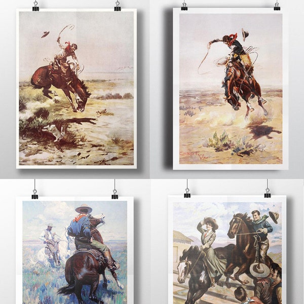 Cowboy Print, Cowboy Art, Cowboy Wall Decor, Cowboy Print Bundle, Cowboy Wall Decor, Desert, Western Decor, Southwestern, Prints, Wall Art