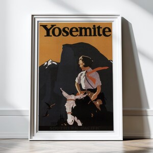 Vintage Yosemite Print National Park Poster Art Print Illustration Nature Print Yosemite Poster Yosemite Print Travel Poster Wall Decor