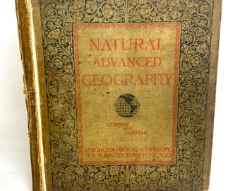 1901 Antique Geography Book Natural Advanced Geography Antique Maps History Book Geology Americana Gift for Men Victorian Books 1800s
