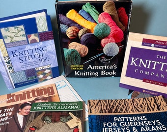 Knitting Vintage Book Lot of 8 Knitting Patterns Crafting Books Needlework Knitting Gifts Knitted Sweater Knitting Tools