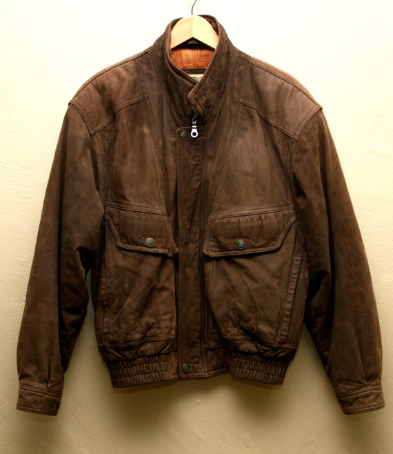 Men's Vintage Brown Leather Bomber Jacket Flight Jacket | Etsy