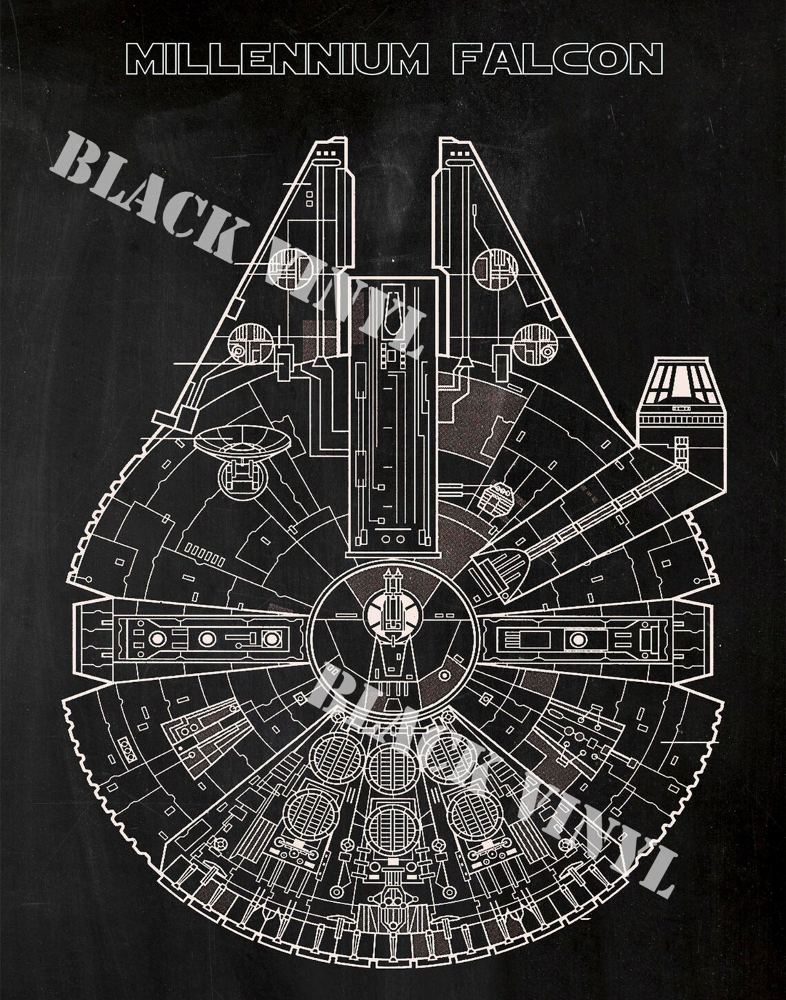 Millennium Falcon Blueprint Patent Star Wars Poster Millennium Falcon ...