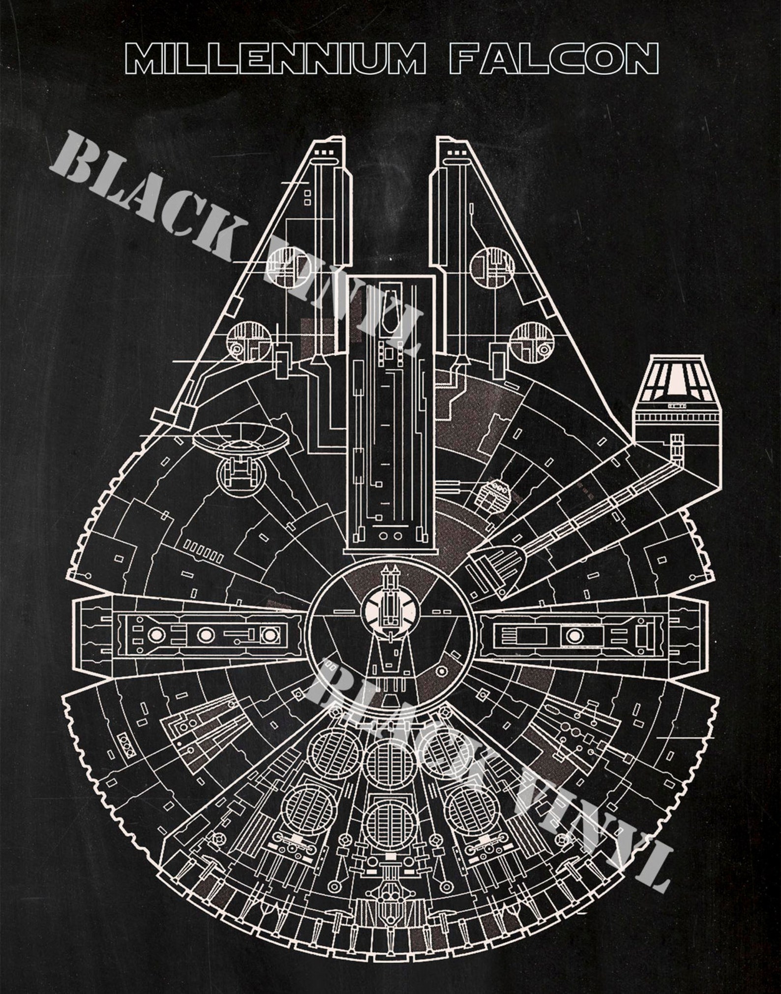 Millennium Falcon Blueprint Patent Star Wars Poster Millennium Falcon ...