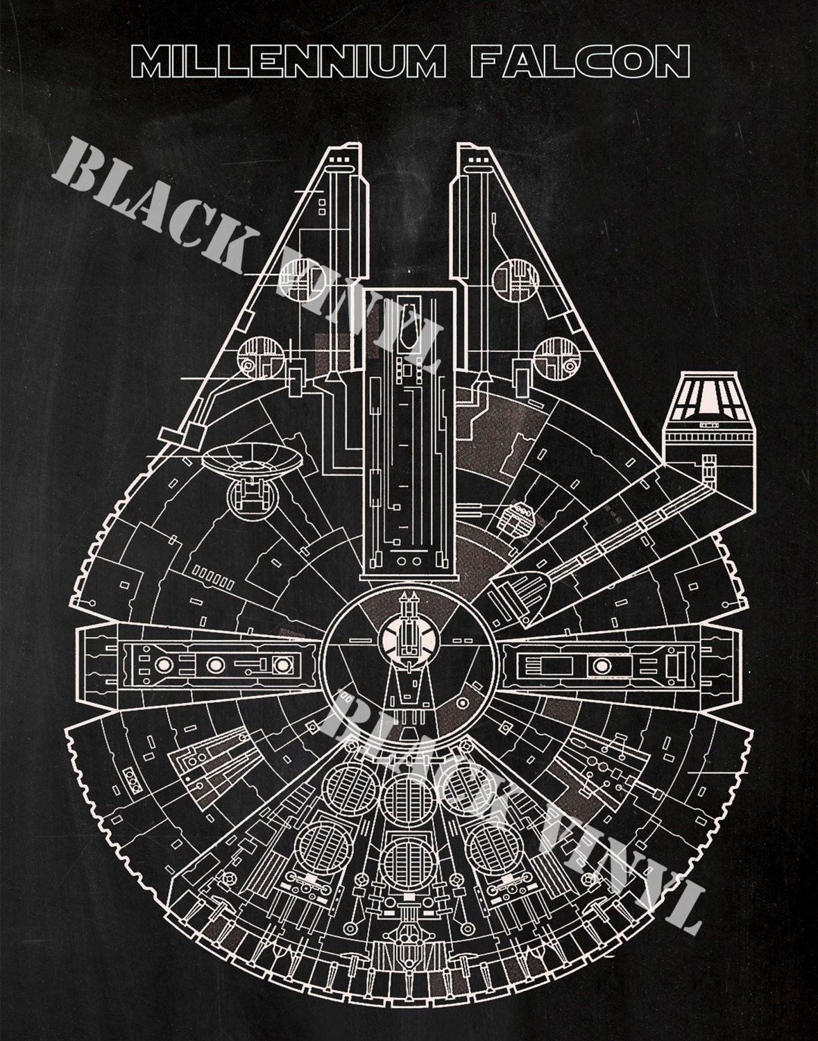 Millennium Falcon Blueprint Patent Star Wars Poster Millennium Falcon ...
