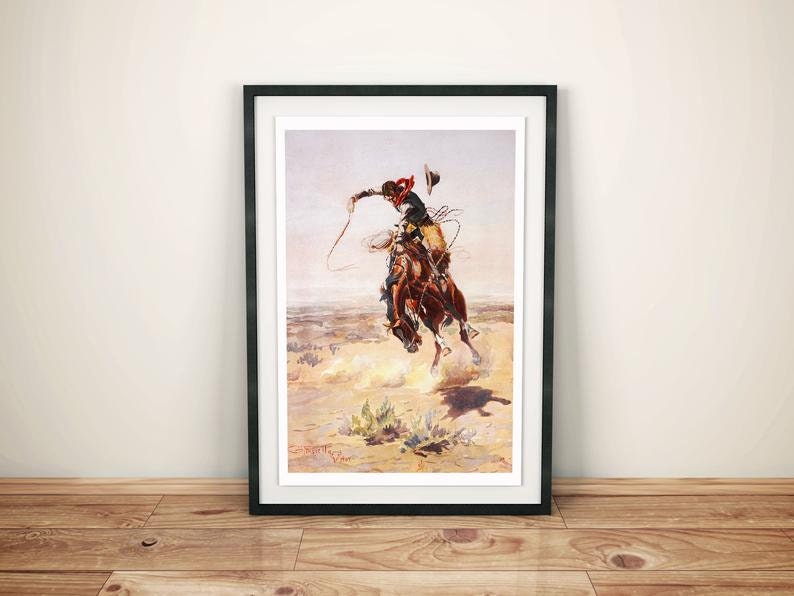Cowboy Print Cowboy Art Cowboy Wall Decor Cowboy Print Etsy