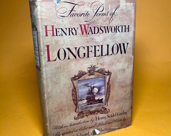 Vintage Poetry Book Favorite Poems of Henry Wadsworth Longfellow 1st Edition Hardcover Book Gift for Book Lovers American Literature Rare