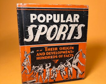Antique Sports Book, 1935 Popular Sports by Frank D. Collins, Gifts for Men, Sports Gifts, Vintage Sports, Man Cave Decor Men Gift, Baseball