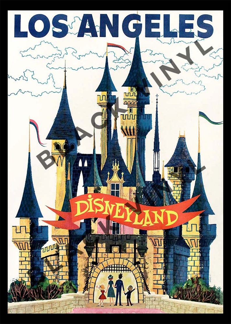 Vintage Disney Print Disneyland Print Disney Poster Los Angeles Travel Print Walt Disney Wall Art Art Prints Wall Decor Illustration image 3