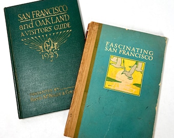 1920s Antique Books Lot San Francisco and Oakland Visitor's Guide History Books Art Deco California Gifts Bay Area Map