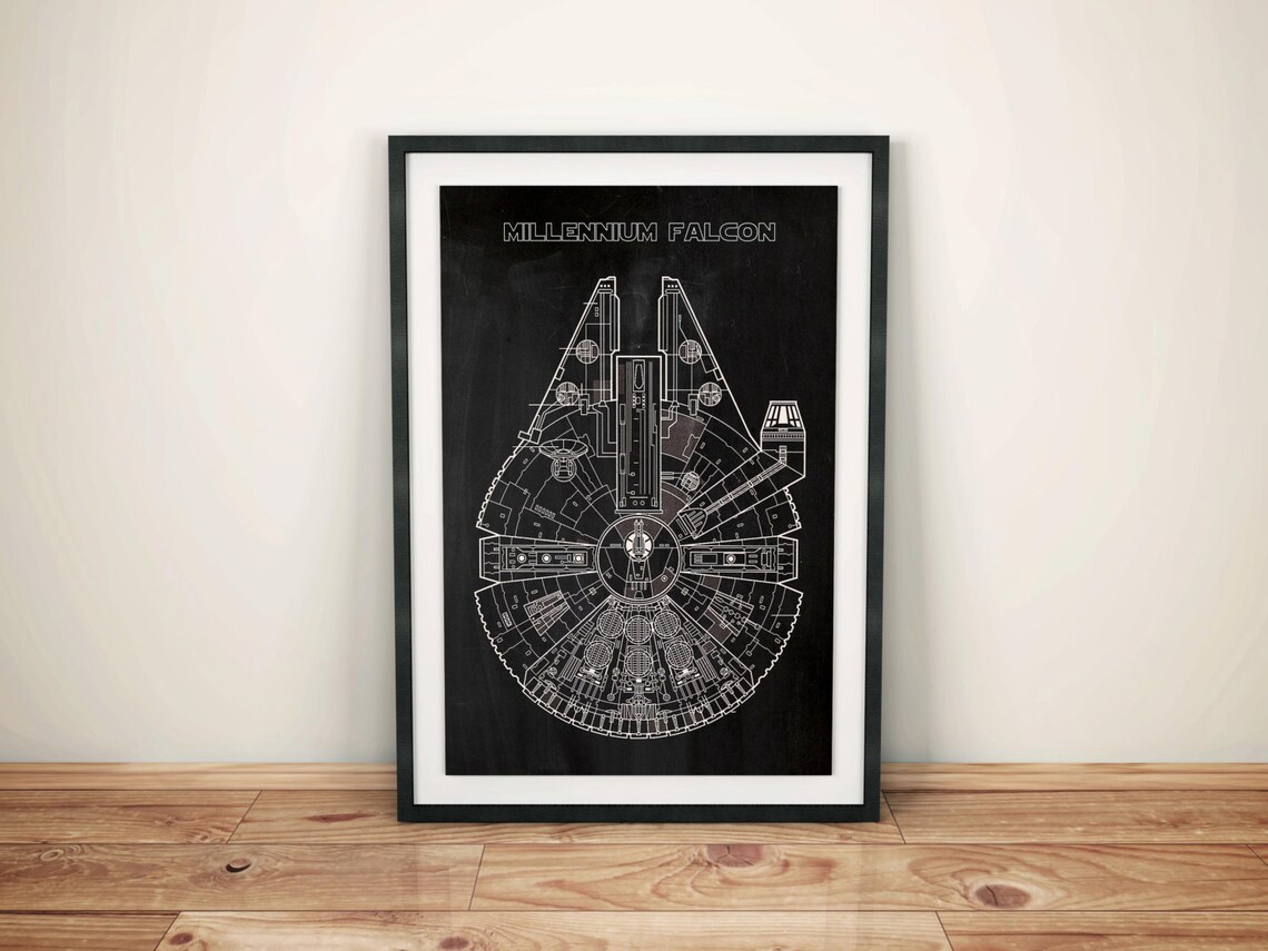 Millennium Falcon Blueprint Patent Star Wars Poster Millennium Falcon ...