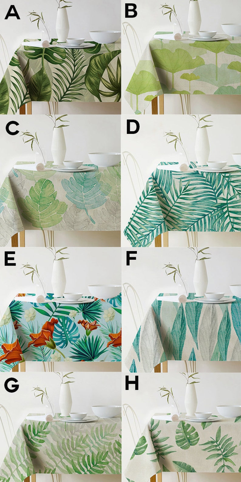 Table Decor Wedding Decor Botanical Print Plants Print Tropical Tablecloth Event Decor Tablecloth Rectangle Tropical Decor