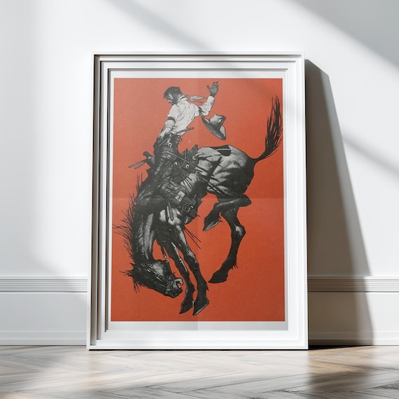 Cowboy Print, Cowboy Wall Art, Antique Cowboy Illustration, Cowboy Home Decor, Cowboy Art, Wall Art, Cowboy Wall Decor, Southwestern