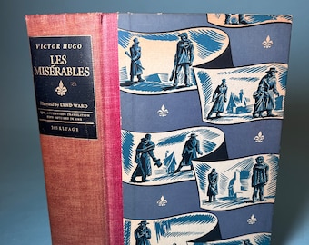 1938 Antique Book Les Miserables by Victor Hugo Illustrated Book Classic Literature Vintage Fiction Collectible Books Gift for Book Lover