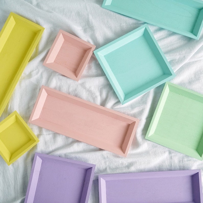 Food Tray Wood Pastel Colors Birthday Party Decor Wedding Etsy