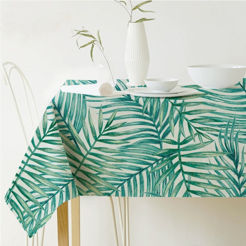 Table Decor Wedding Decor Botanical Print Plants Print Tropical Tablecloth Event Decor Tablecloth Rectangle Tropical Decor