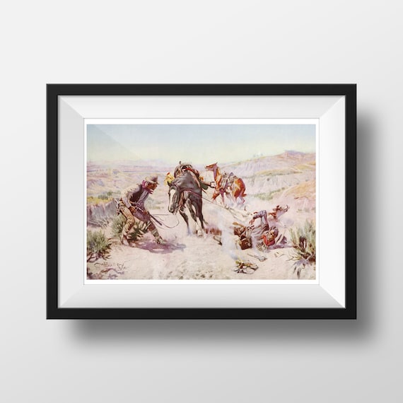Cowboy Art, Cowboy Wall Art, Cowboy Prints, Charles Russell, Americana, Western Decor, Southwestern Decor, Cowboy Wall Art, Home Decor