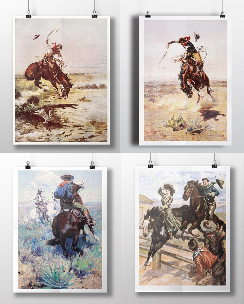 Cowboy Print Cowboy Art Cowboy Wall Decor Cowboy Print Etsy
