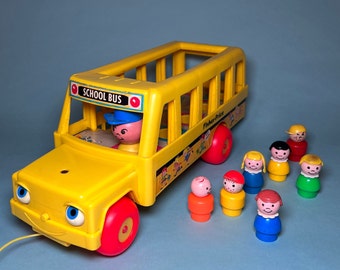 RARE Vintage Fisher Price Little People Kids School Bus Play Time Complete Set Play Set Toys Vintage Toys 1970s Toddler Toys Pretend Play