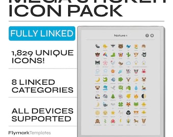 Pack d'autocollants Mega Icon pour reMarkable | 1 829 icônes dans 8 catégories (téléchargement numérique)