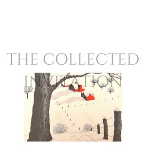 Vintage Holiday card, Snowy cabin Illustration, Folding Card Digital Download