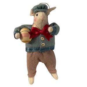 Vintage Midwest of Cannon Falls Heart Felt Boy Rabbit Ornament with  Easter egg