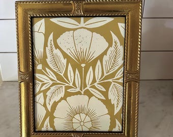 Hammered Brass 8x10 Picture Frame with Rope Edge and Floral Details