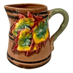 Vintage Majolica mug with Handle Majolica Vase Fall colors from Portugal