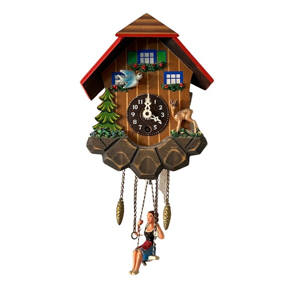 Vintage Wood Cuckoo Clock With Blue Bird and Deer Made in West Etsy