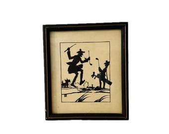 Vintage Golf Silhouette Framed Wall Art Mid Century Style Golfer Decor