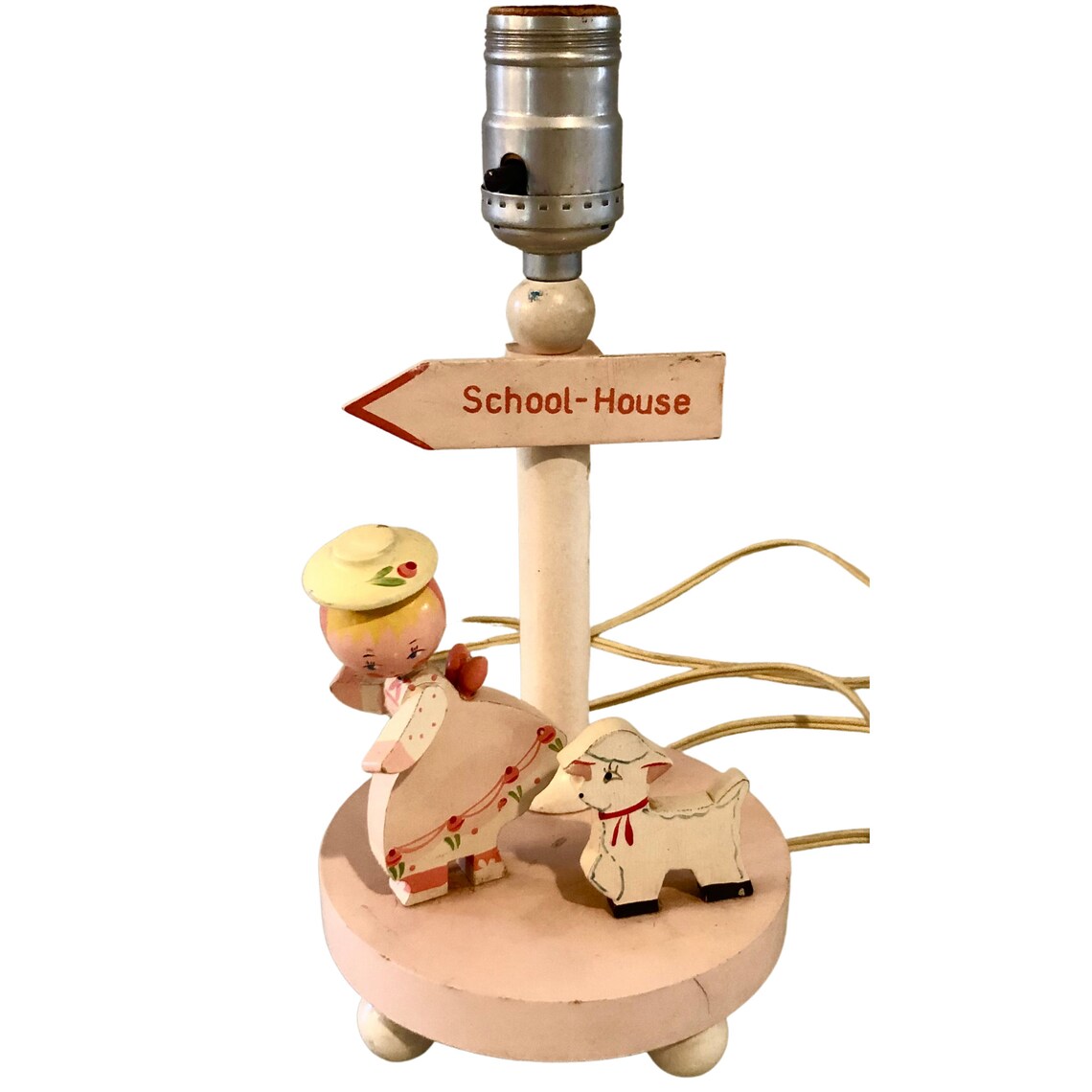 Vintage Wood Nursery Rhyme Lamp Handpainted Baby Girl Nursery Etsy