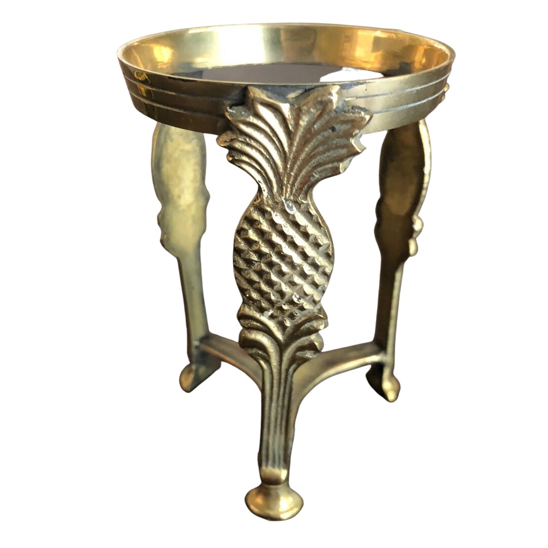 Vintage Brass Pineapple Pillar Candle Holder 1970s Etsy
