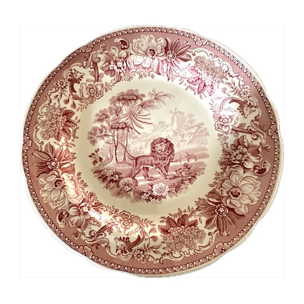 Vintage Spode Aesops Fables Dinner Plate in Cranberry