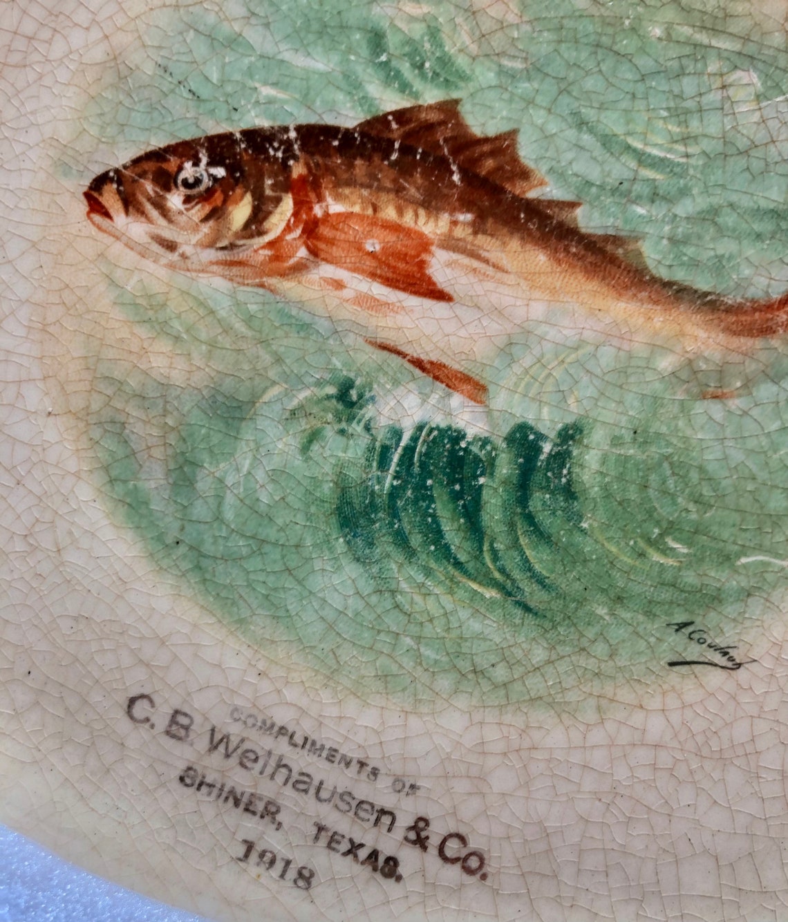 Vintage Texas Fishing Platter Fish Platter Lakehouse Decor Etsy