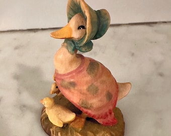 Vintage Anri Wooden Jemima Puddle Duck Figurine