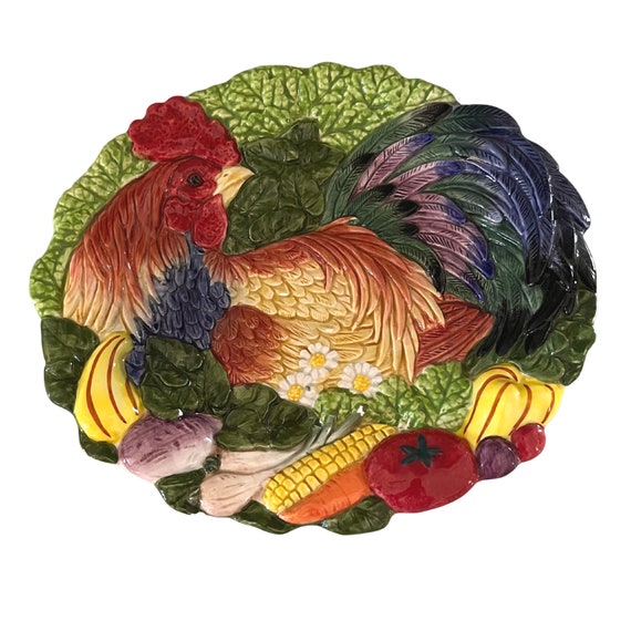 Oval Ceramic Rooster Platter