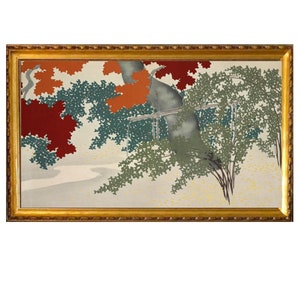 Autumn Landscape Digital Painting  for Frame TV, Fall Art for Samsung Frame TV, Fall Wood Block Print