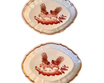 Pair of Vintage Ginori of Italy Rooster Small Porcelain Dishes