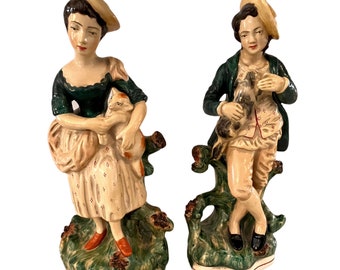 Vintage Borghese Staffordshire Figurine Pair 1940s Italy