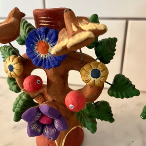 Mexican Tree of Life Pottery Folk Art Candle Holders image 4