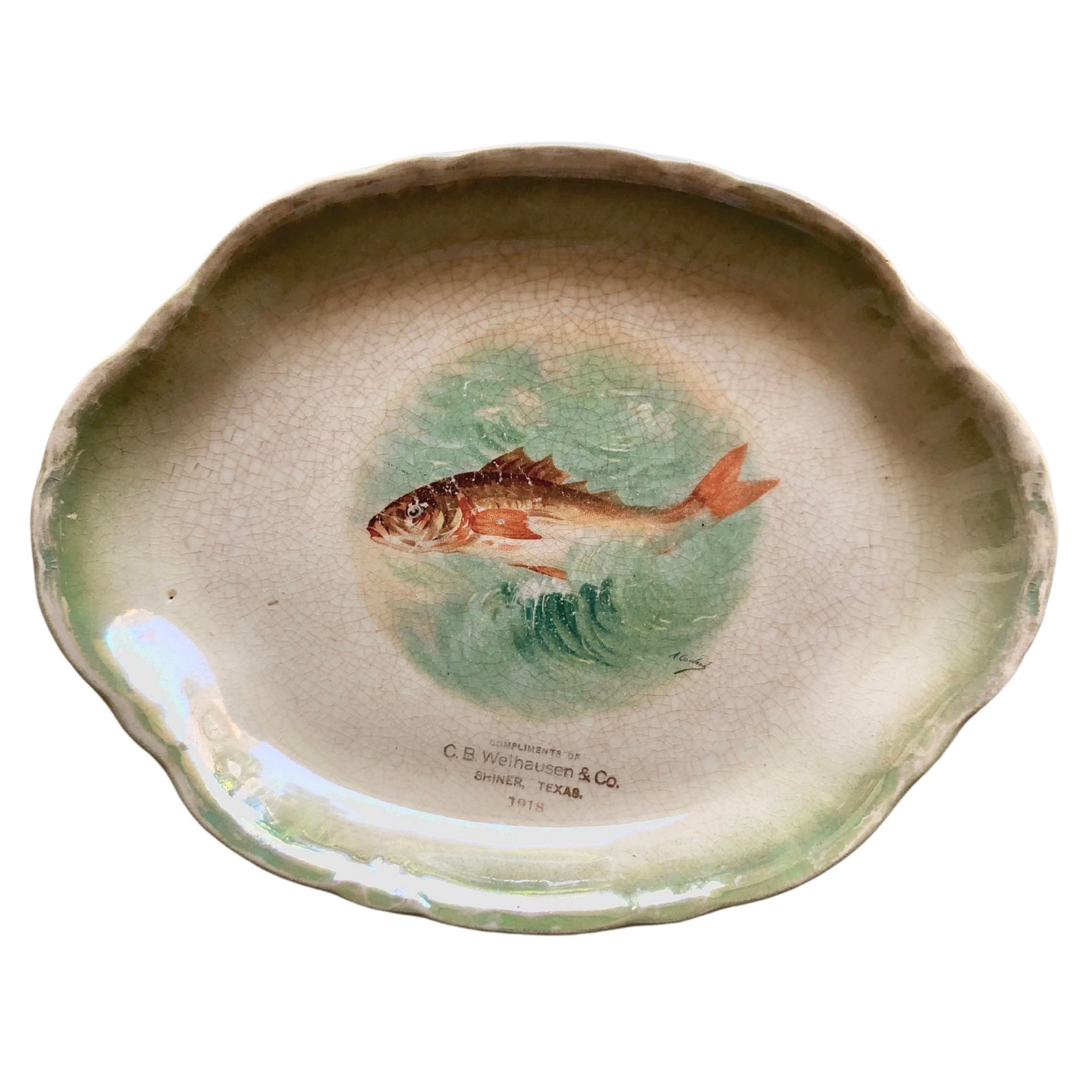 Vintage Texas Fishing Platter Fish Platter Lakehouse Decor Etsy