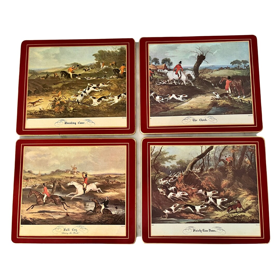 English Hunting Scene Print Placemats Etsy