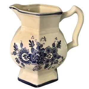 Blue and White Delft Style pitcher  in Holland Folk Decor Style