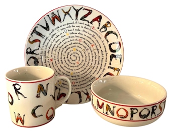 Vintage Porcelain Alphabet Baby Set