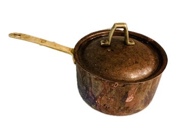 Vintage Copper Saucepan With Lid