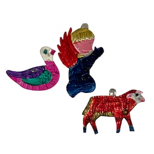 Vintage Colorful Tin Christmas Ornaments