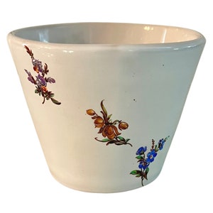 Small Floral Italian Faience Pottery Flower Pot